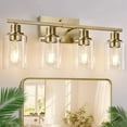 thumbnail image 1 of 4 Light Bathroom Light Fixtures, Brass Vanity Lights for Bathroom with Clear Glass Shades, Modern Bathroom Wall Sconces for Mirror Living Room Cabinet, 1 of 14
