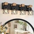 thumbnail image 1 of 4-Light Bathroom Light Fixtures over Mirror Bathroom Vanity Light Farmhouse Black Bathroom Lighting Fixtures with Metal Lampshade for Bedroom, Hallway, Living Room, 1 of 7