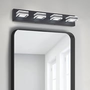 4 Light Bathroom Square shape Vanity Light Over Mirror Modern 25.6in Led Vanity Light Fixture Lights for Bath Dimmable Matt Black