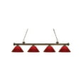 thumbnail image 1 of Z-Lite 200-4AB-PRD Riviera - 4 Light Island/Billiard   Antique Brass Finish with Red Plastic Shade, 1 of 2