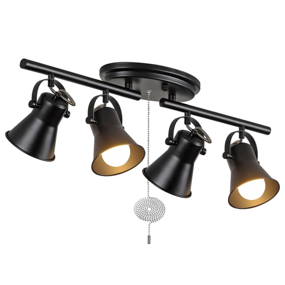 Seeblen 4-Light Black Track Lighting Fixture Pull Chain Adjustable for Kitchen Dining Room