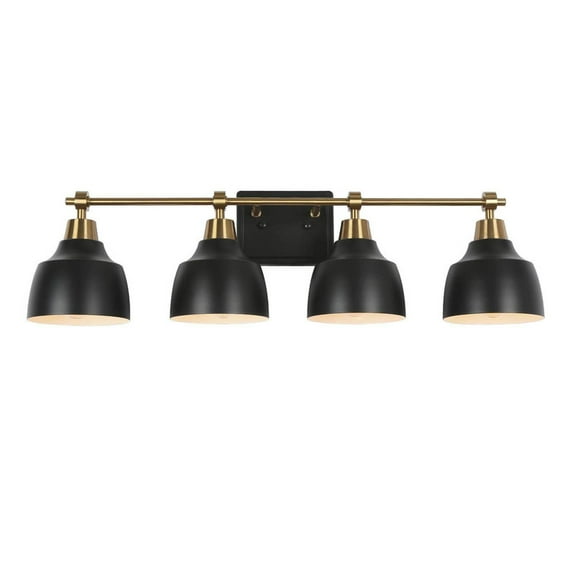 LNC 4-Light Modern Vanity Light in Matte Black and Gold, Metal Wall Fixture for Bathroom