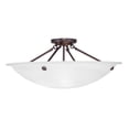 thumbnail image 1 of 4 Light Bronze Ceiling Light fixture with White Alabaster Glass Shade, 1 of 6