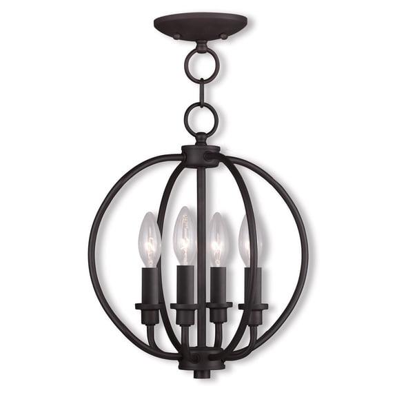 4 Light Bronze Lantern/Ceiling Light fixture with Steel base material