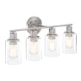 thumbnail image 1 of 4-Light Brushed Nickel Bathroom Light Fixture with Clear Glass Shade, 1 of 1