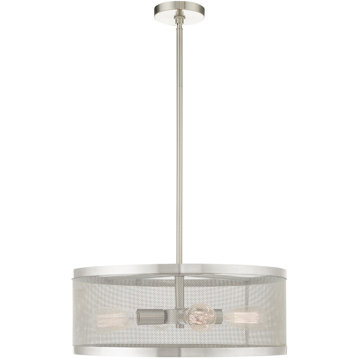 4 Light Brushed Nickel Chandelier with Brushed Nickel Stainless Mesh Shade