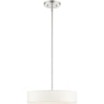 thumbnail image 1 of 4 Light Brushed Nickel Chandelier with Hand Crafted Off White Fabric Hardback Shade, 1 of 7