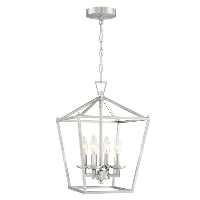 4Light Brushed Nickel Pendant Light, Modern Kitchen Light Fixtures