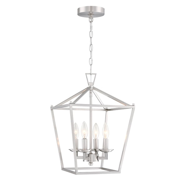 4-Light Brushed Nickel Pendant Light, Modern Kitchen Light Fixtures, Hanging Ceiling Light Fixture for Dining Room, Hallway, Barn, Bar