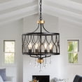 thumbnail image 1 of 4-Light Candle Chandelier Vintage Hanging Lamp for Living Room for Bedroom Hallway Kitchen Dining Room Foyer Matte Black E12 Socket, 1 of 8