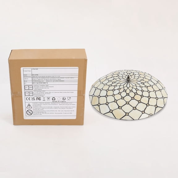 4-Light Ceiling Light Flush Mount Wide Stained Glass Ceiling Light for Bedroom, Living Room, Entryway