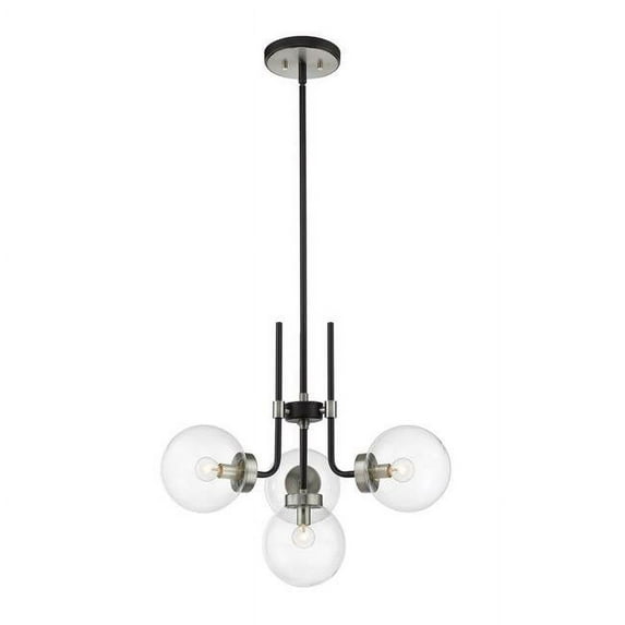 4 Light Chandelier In Retro Style 22 Inches Wide By 97.75 Inches High-Matte Black/Brushed Nickel Finish Z-Lite 477-4Mb-Bn