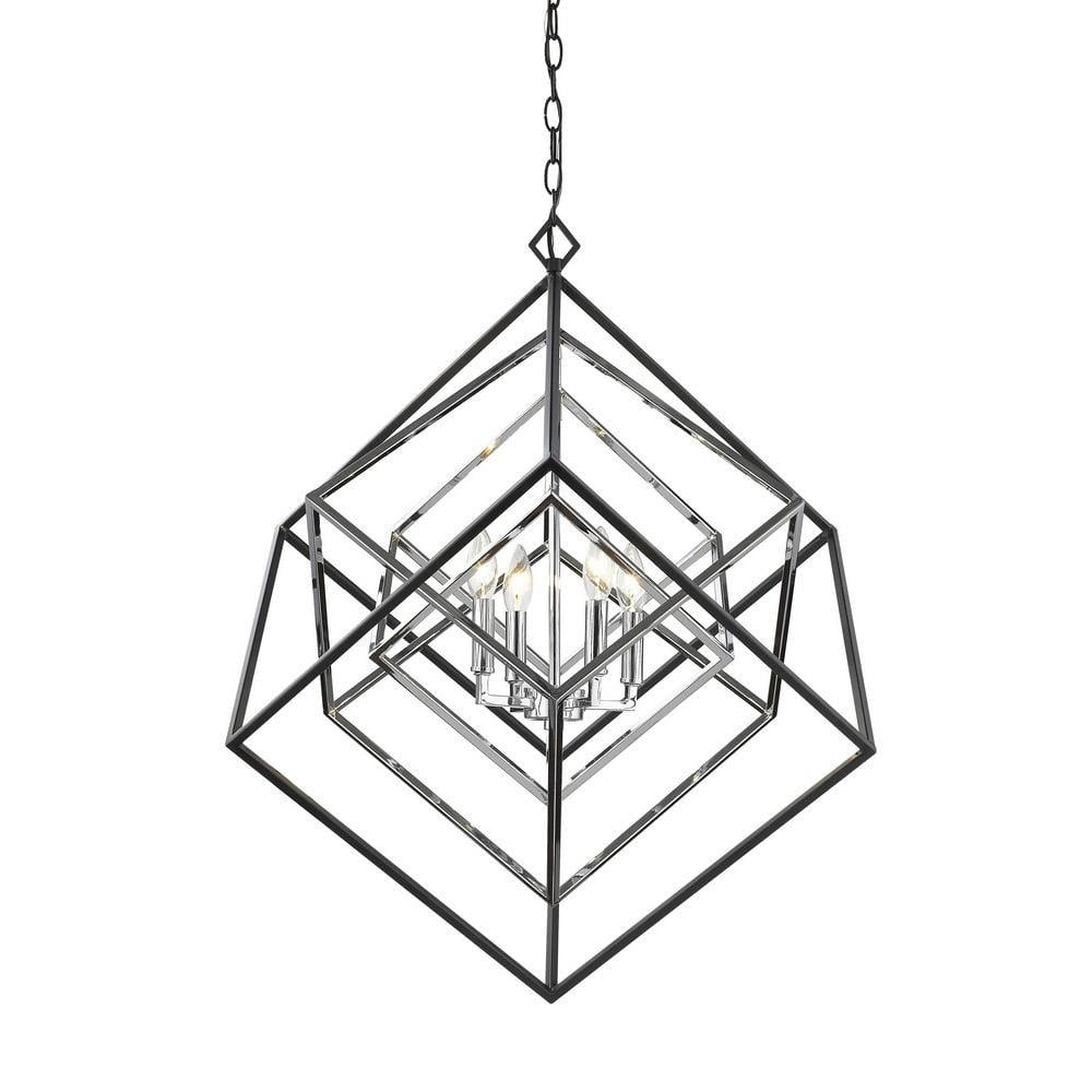 4 Light Chandelier in Linear Style 29.5 inches Wide By 31.5 inches High-Chrome/Matte Black Finish Bailey Street Home 372-Bel-2750774