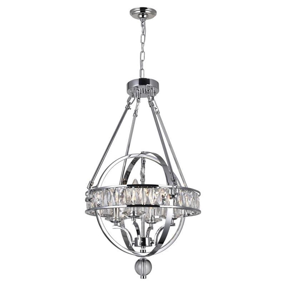 Arkansas Elegance 28" Chrome Orb Cage Chandelier with Candelabra Lights