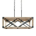 thumbnail image 1 of LNC 4-Light Classic Distressed Wood Rust Black Electric Square Farmhouse Chandelier, 1 of 14