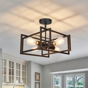 4-Light Close to Ceiling Light Black Light Fixture Industrial Flush Mount Ceiling Light Farmhouse Chandelier Lighting for Kitchen Island Dining Room Bedroom Foyer Hallway