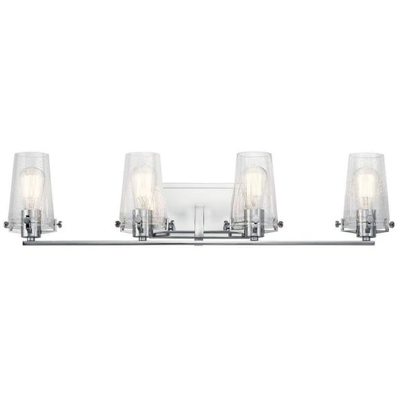 4 Light Contemporary Bathroom Light Fixture Approved for Damp Locations with Vintage Industrial Inspirations 33.75 inches Wide Bailey Street Home