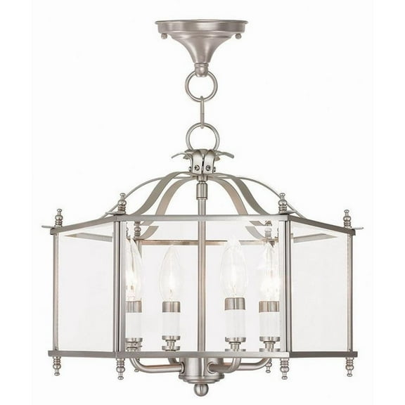 4 Light Convertible Pendant in Classical Style-13 inches Tall and 15.5 inches Wide-Brushed Nickel Finish Bailey Street Home 218-Bel-1764439