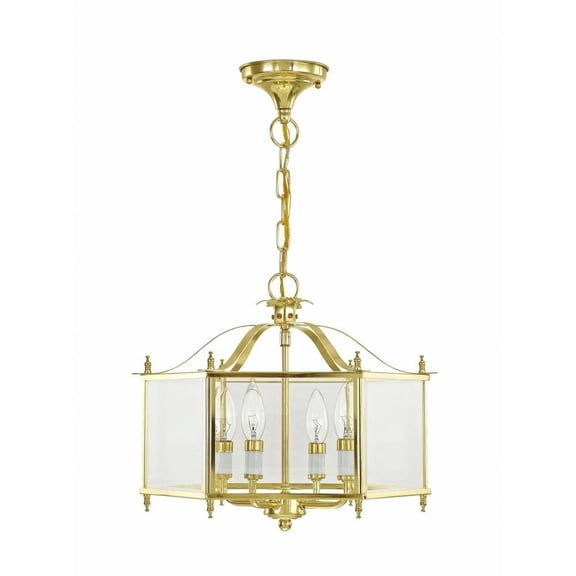 4 Light Convertible Pendant in Classical Style-13 inches Tall and 15.5 inches Wide-Polished Brass Finish Bailey Street Home 218-Bel-1764440