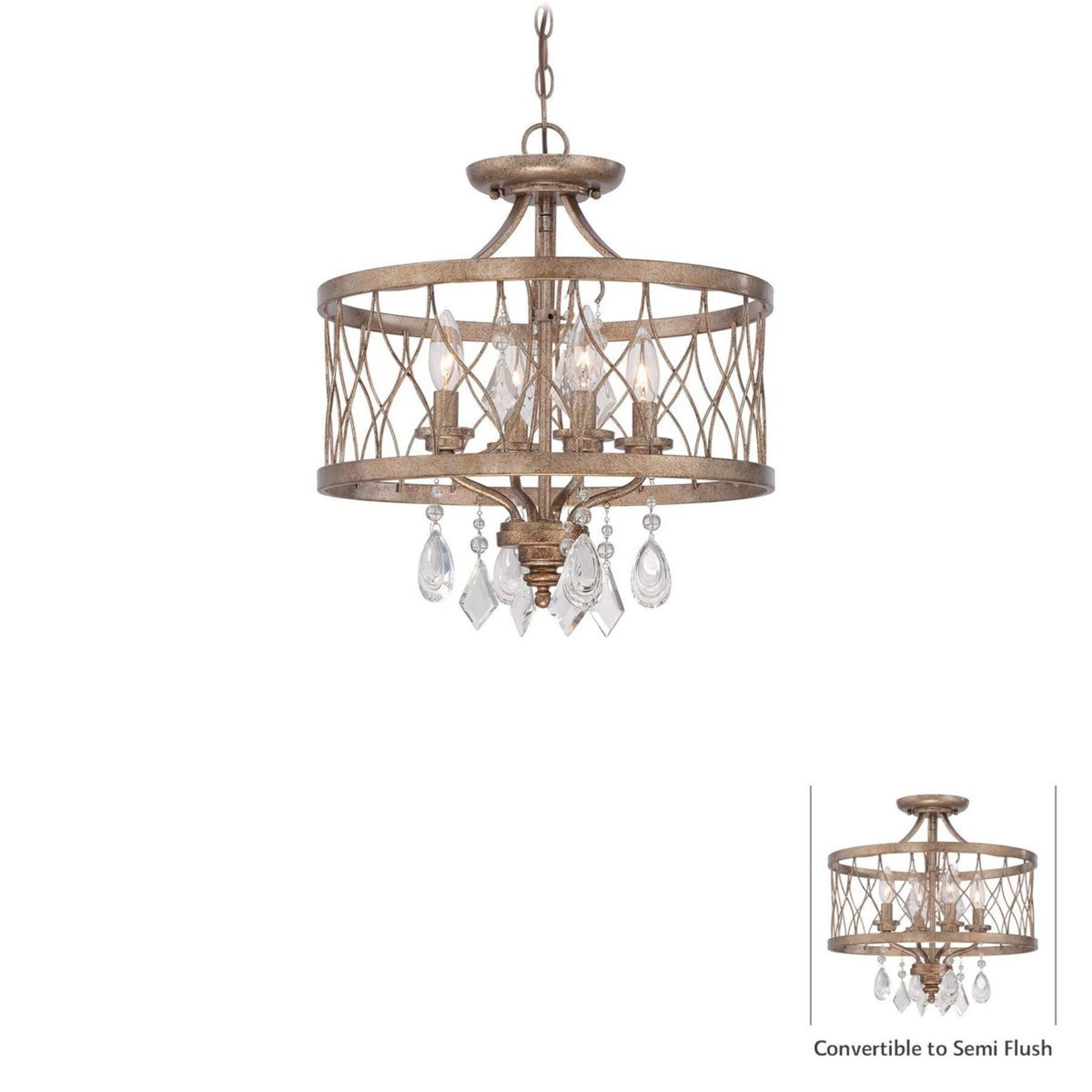 Black and Gold Mini Drum 4-Light Chandelier