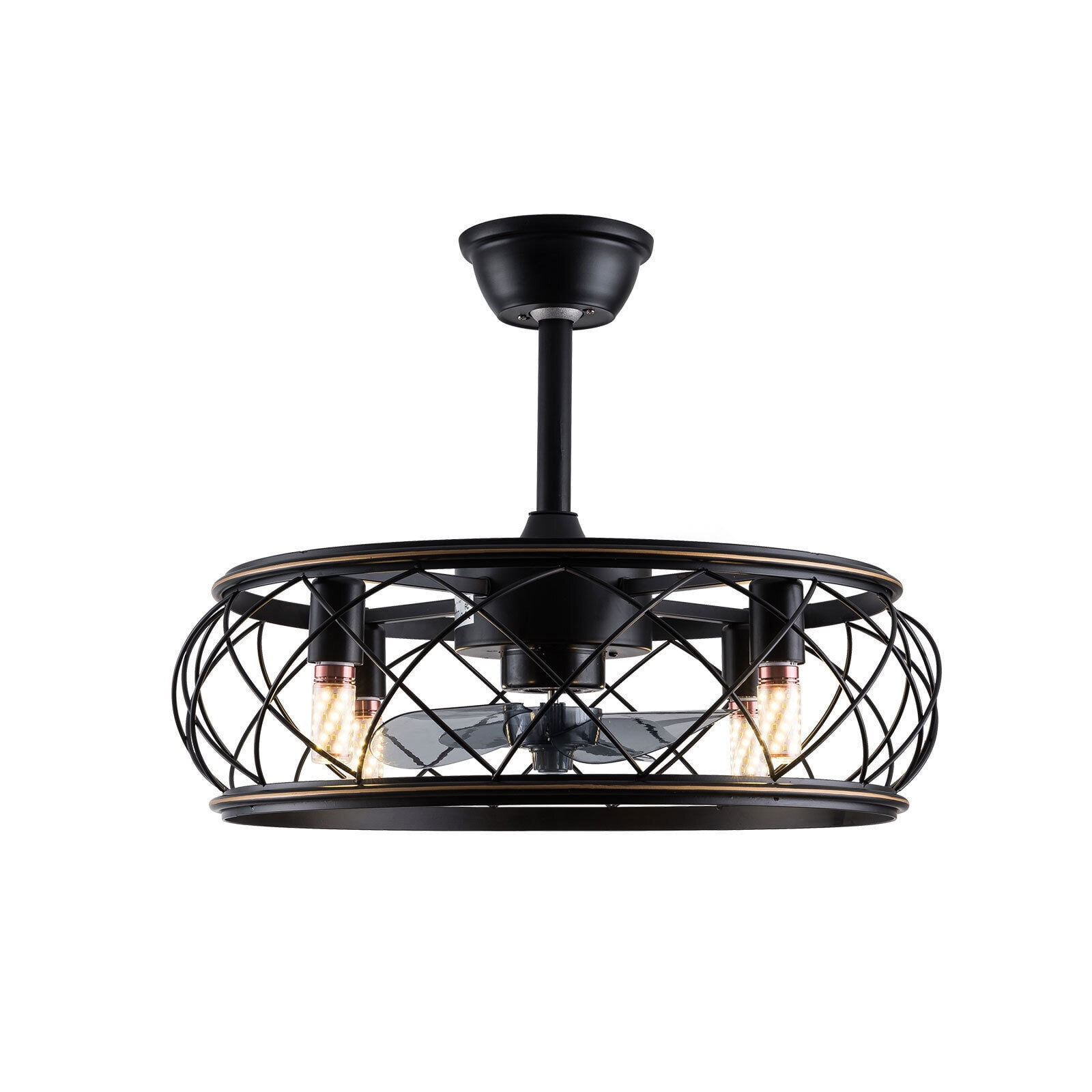 4Light Fan Light LED Ceiling Fan Light Metal Cage 3 Gear Wind Speeds