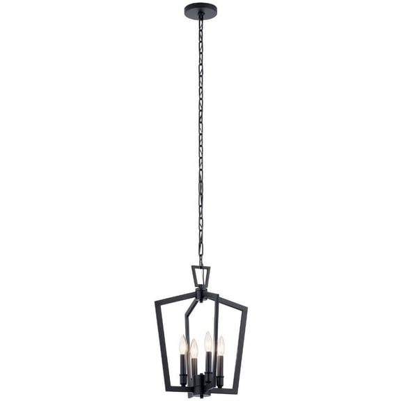 4 Light Farmhouse Caged Foyer Pendant Light Fixture-Black Finish Bailey Street Home 147-Bel-4402444