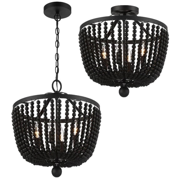 4 Light Flush Mount in Classic Style 16.5 inches Wide By 17 inches High-Matte Black Finish-Black  Shade Color Bailey Street Home 49-Bel-4444226