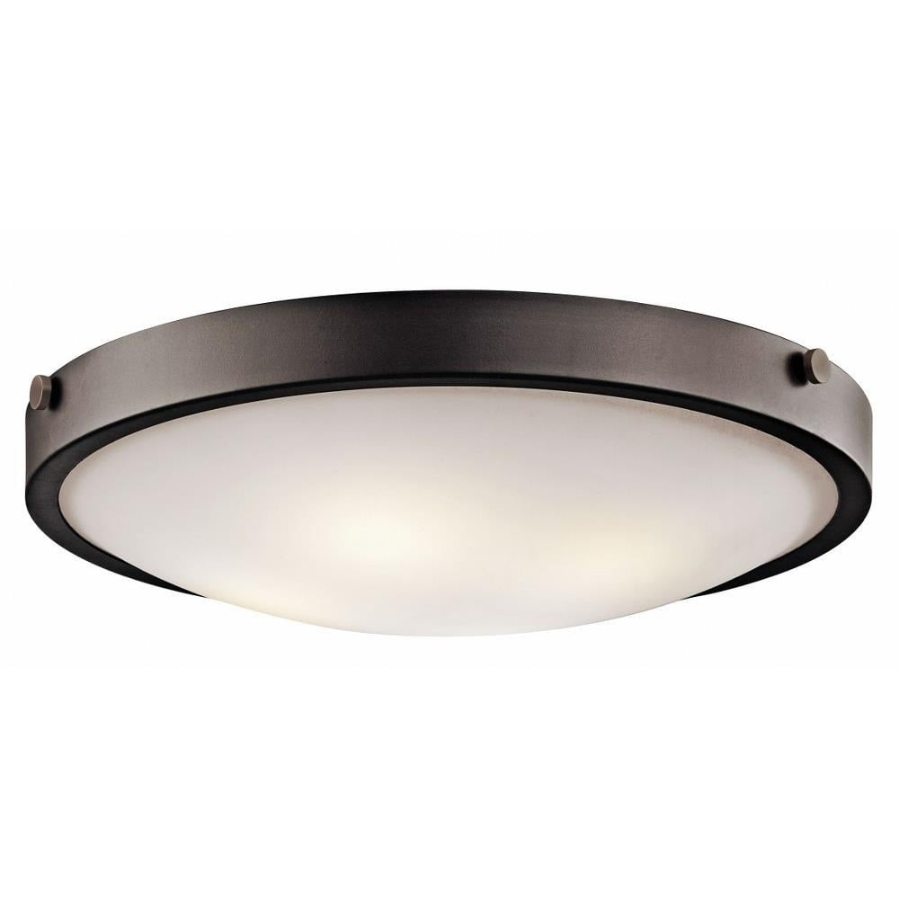 Olde Bronze and White Glass 20.5" Flush Mount Ceiling Light