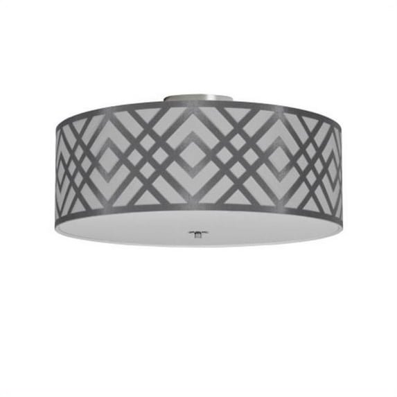 4 Light Flushmount, Polished Chrome, Silver & White