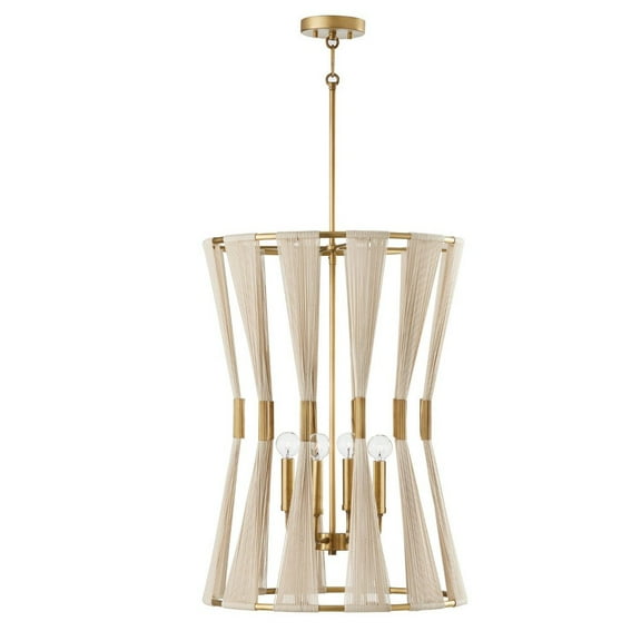 4 Light Foyer-Bleached Natural Rope/Patinaed Brass Finish Capital Lighting 541141Np