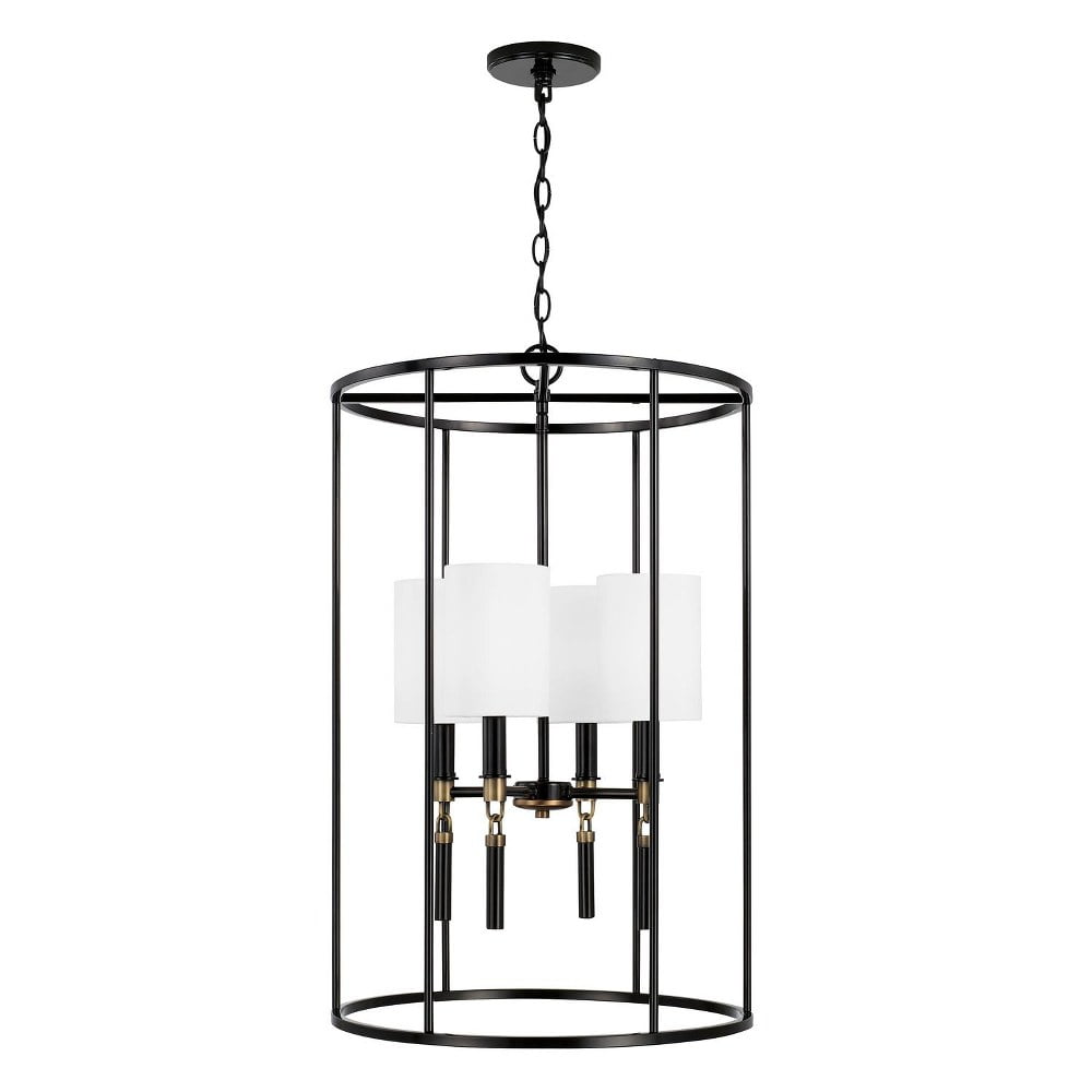 Beckham Glossy Black and Aged Brass 4-Light Foyer Chandelier