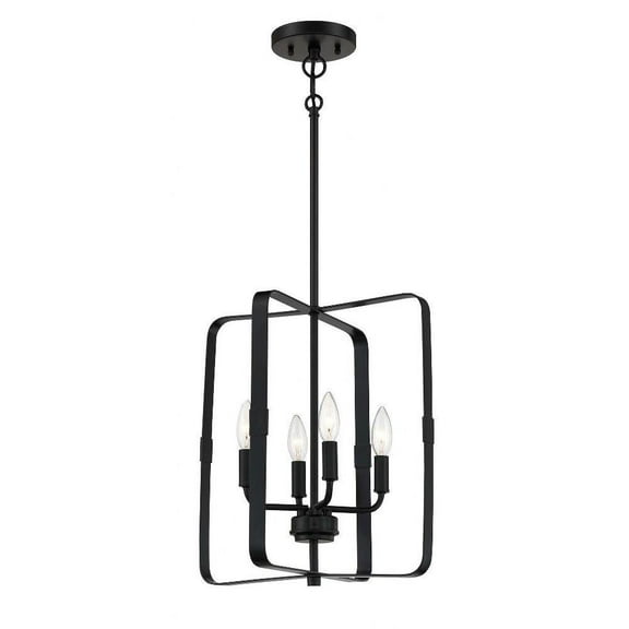 4 Light Foyer in Transitional Style-16.88 inches Tall and 15 Inche Wide-Flat Black Finish Bailey Street Home 139-Bel-4652563