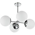thumbnail image 1 of 4 Light Halogen Polished Chrome Chandelier with White Glass, 1 of 1