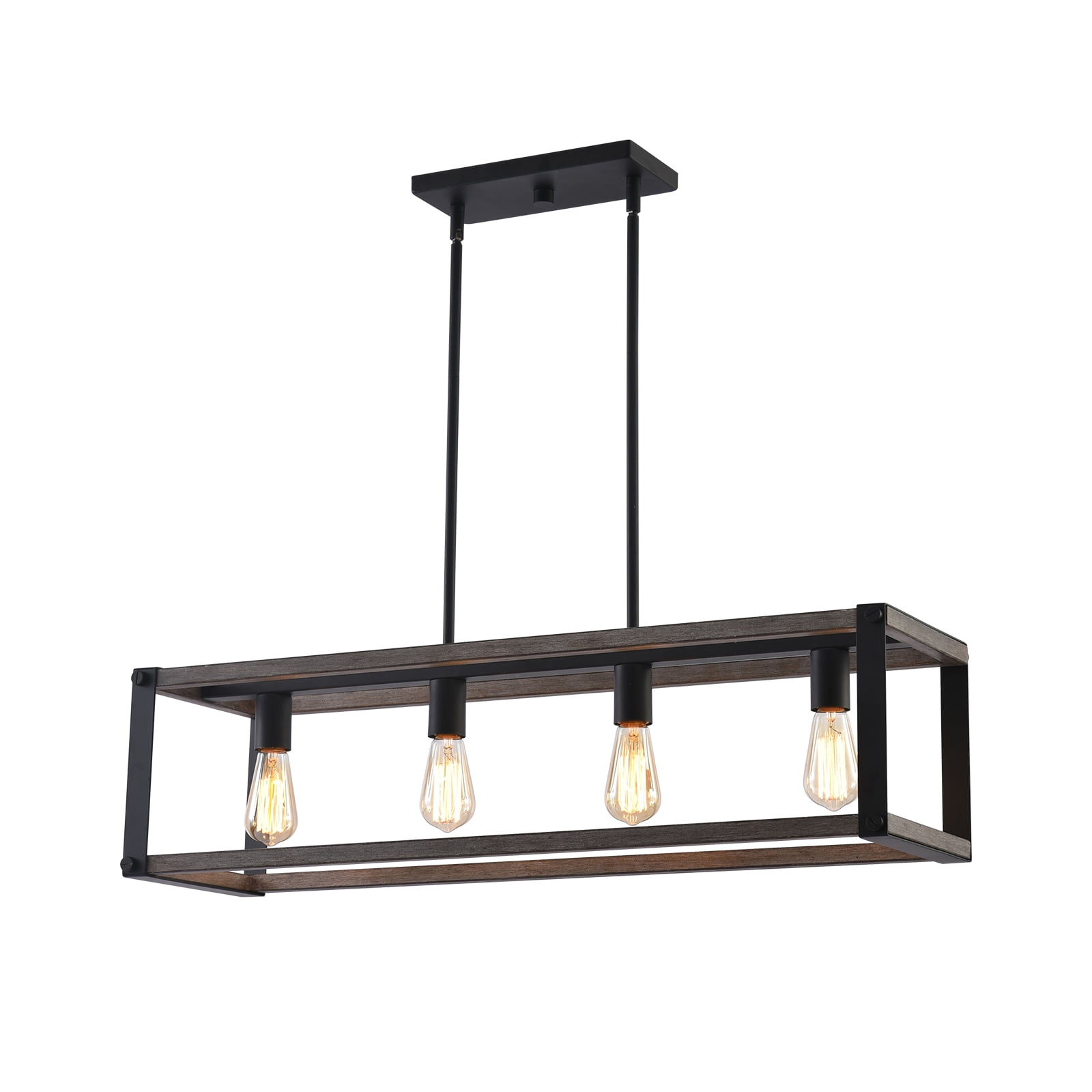 4-Light Industrial Farmhouse Pendant Light,Large Modern Pendant Light Fixtures,Black Pendant Light Fixture For Dinning Room ,Kitchen Island,Living Room(Bulb not included)