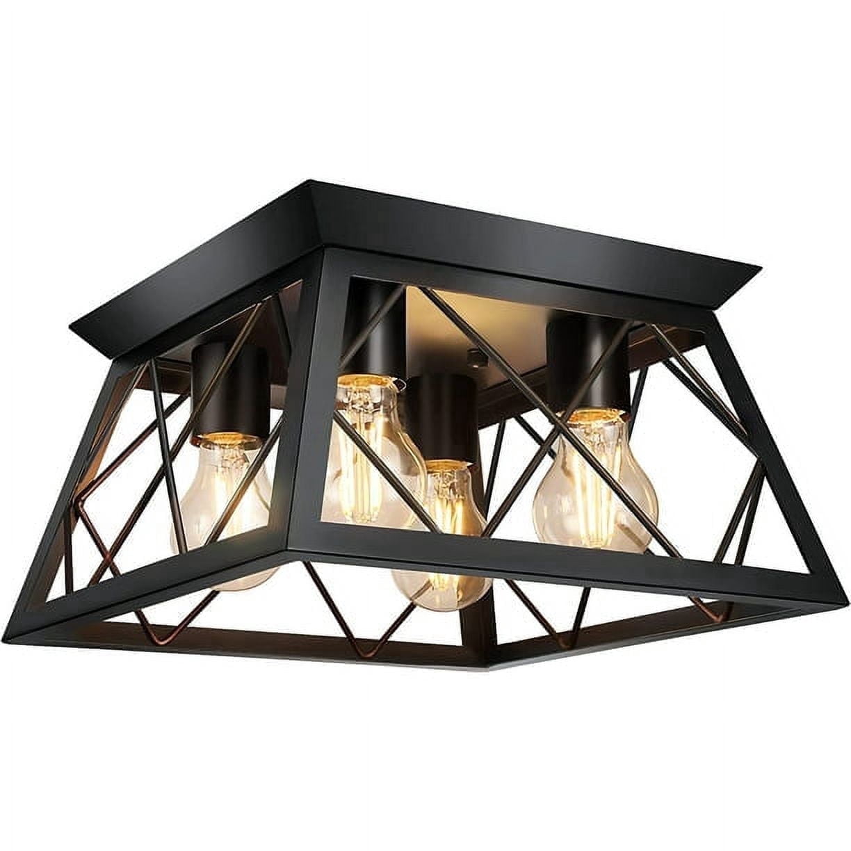 4 Light Industrial Semi Flush Mount Ceiling Light Rustic Farmhouse Ceiling Light Fixture for Entryway Kitchen by PYNSSEU, NO BULBS