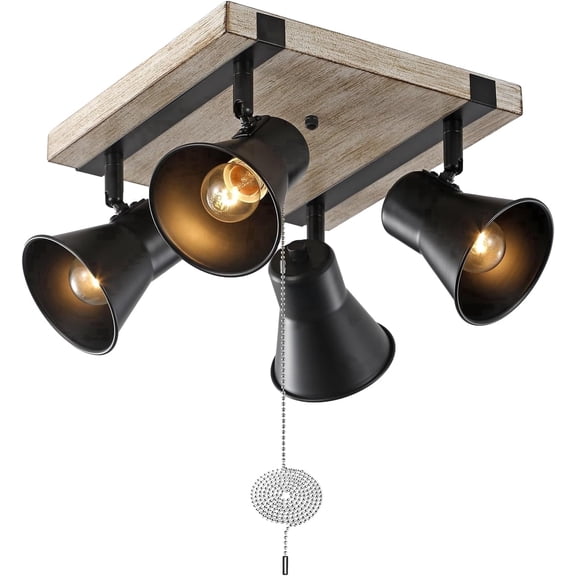KEESFU 4-Light Farmhouse Flush Mount Ceiling Light with Pull Chain and Rotatable Heads