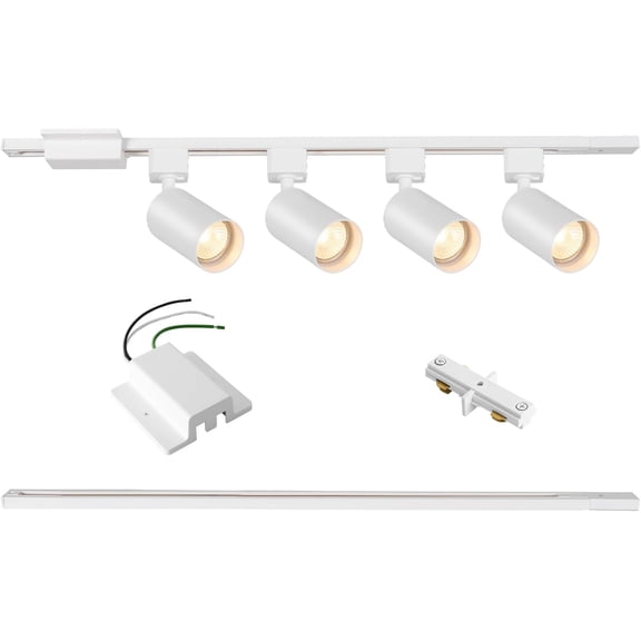 4-Light LED Track Lighting Kit with 3.3FT H Rails & Floating Canopy Connector, GU10 Light Kit, Modern Kitchen Fixtures Ceiling Spot Light, White (No Bulbs)