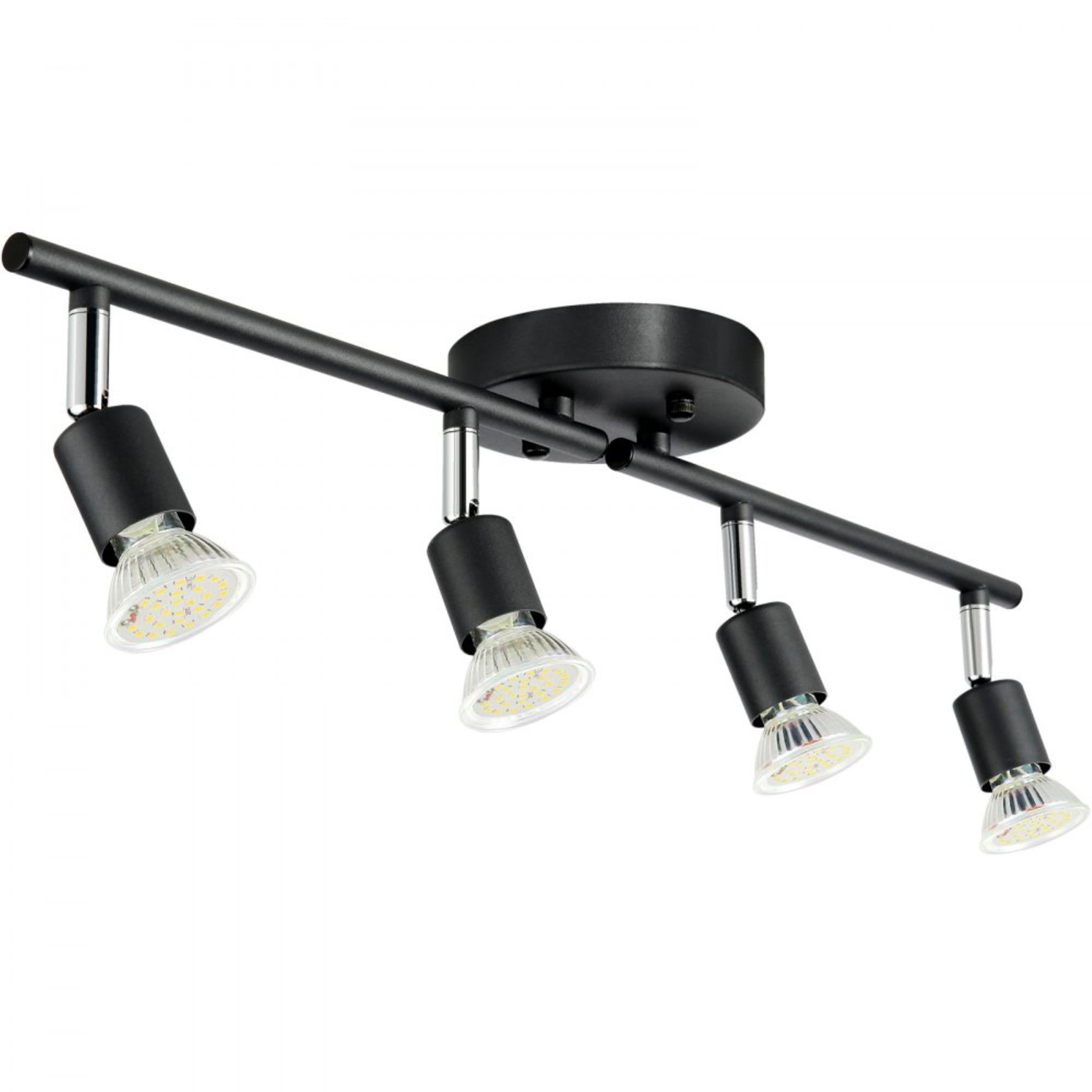 4-Light LED Track Lighting Kit with Rotatable Arms & Heads, 3000K GU10 Bulbs Included, Perfect for Kitchen and Living Room Illumination