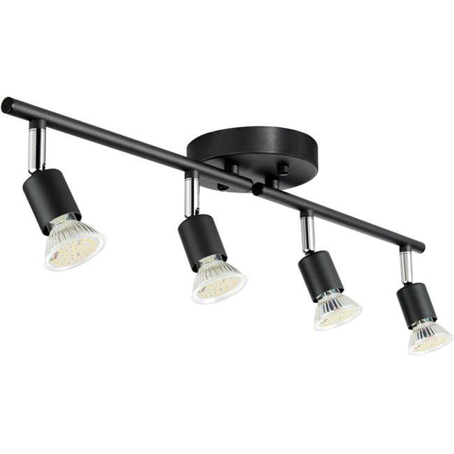 Matte Black Adjustable 4-Light LED Track Lighting Kit