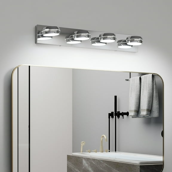 4-Light LED Vanity Light, 28 Inch Adjustable, Dimmable, Polished Chrome Modern