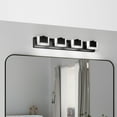 thumbnail image 1 of 4-Light LED Vanity Light, 30 Inch Dimmable Bathroom Fixture, Matte Black Modern, 1 of 9