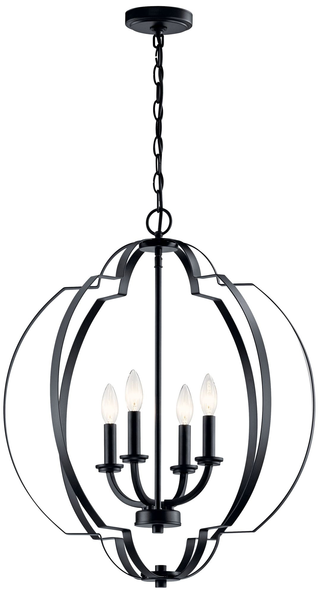 Voleta 26.25" Black Steel 4-Light Foyer Pendant