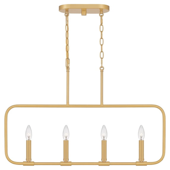 ABR432AB Quoizel Lighting Abner - 4 Light Linear Chandelier in Transitional style - 32 Inches wide by 19.75 Inches high-Aged Brass Finish