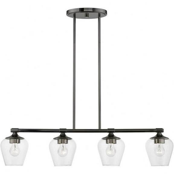 4 Light Linear Chandelier in Transitional Style-14.75 inches Tall and 6 inches Wide-Black Chrome Finish Bailey Street Home 218-Bel-4829186