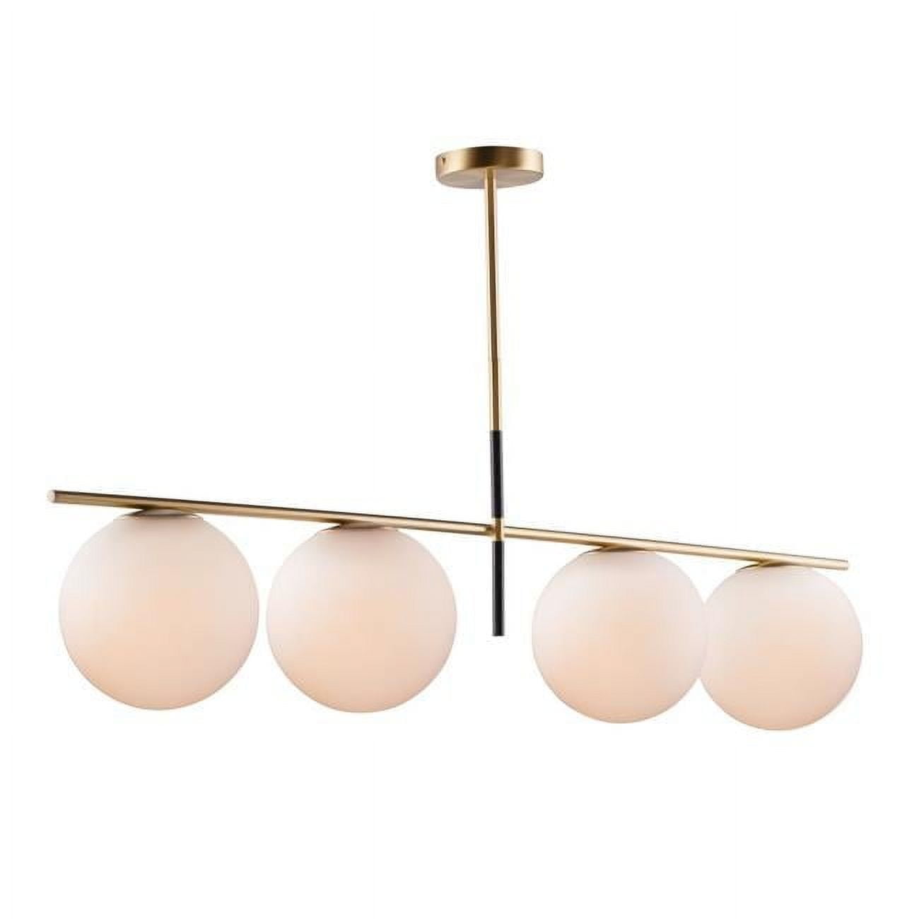 Elegance Defined Satin Brass & Black 4-Light Pendant with Satin White Glass
