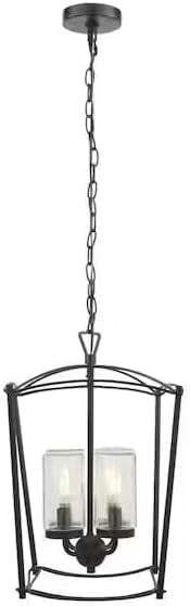 Matte Black Textured Glass 4-Light Outdoor Pendant Chandelier