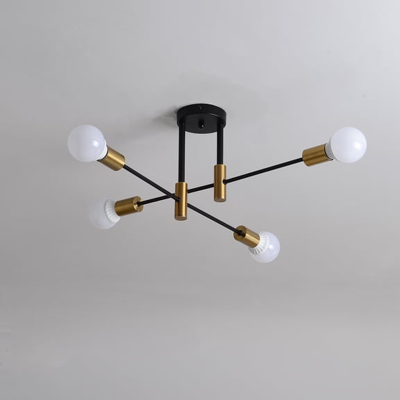 4-Light Metal Flush Mount Ceiling Light, Modern Multi-Arm Design for Indoor Use