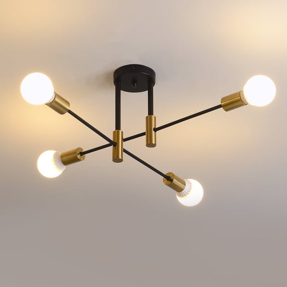 4-Light Metal Flush Mount Ceiling Light, Modern Multi-Arm Design for Indoor Use