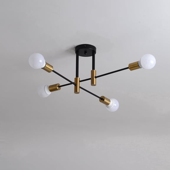 4-Light Metal Flush Mount Ceiling Light, Modern Multi-Arm Design for Indoor Use
