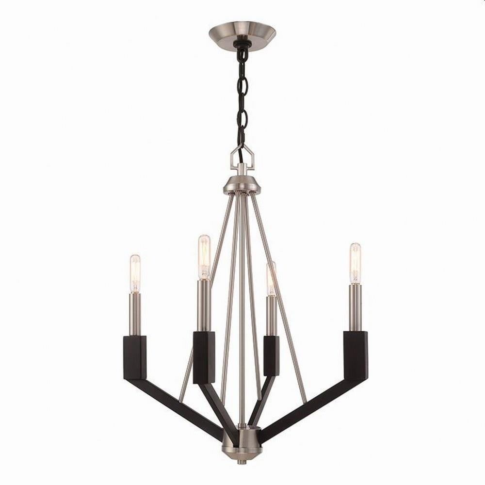Black Brushed Nickel Mini 4-Light Candle Chandelier